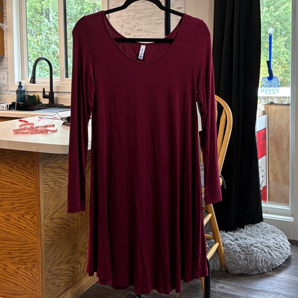29-3. Chic Maroon Long Sleeve Dress